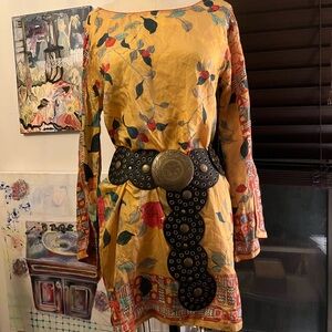 Silk floral tunic dress